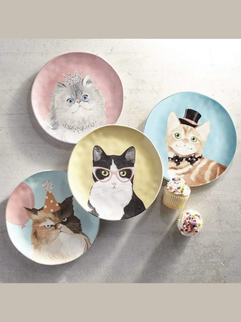 Pier 1 Imports Party Cats Collection Princess Cat Salad Plate NWOT